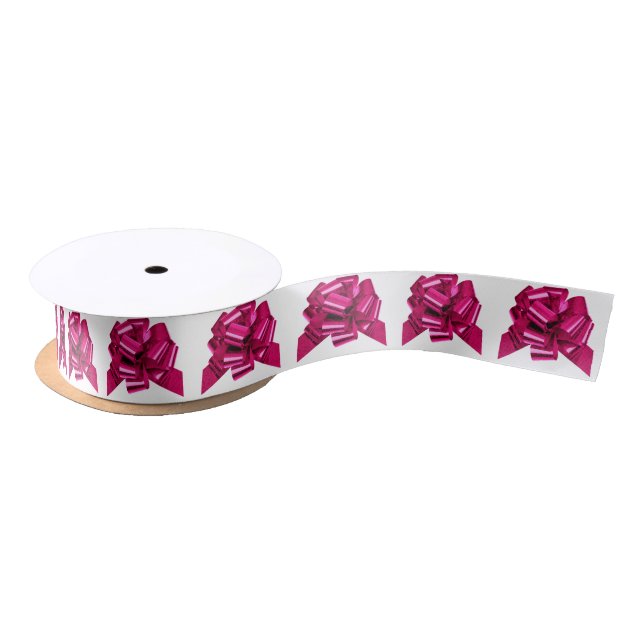 Pink Bow White Ribbon Satinband (Spule)