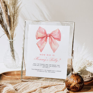 Pink Bow Wie groß ist Mama's Baby Shower Game Poster
