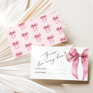 Pink Bow Wie viele Bows Baby Showspiel Begleitkarte