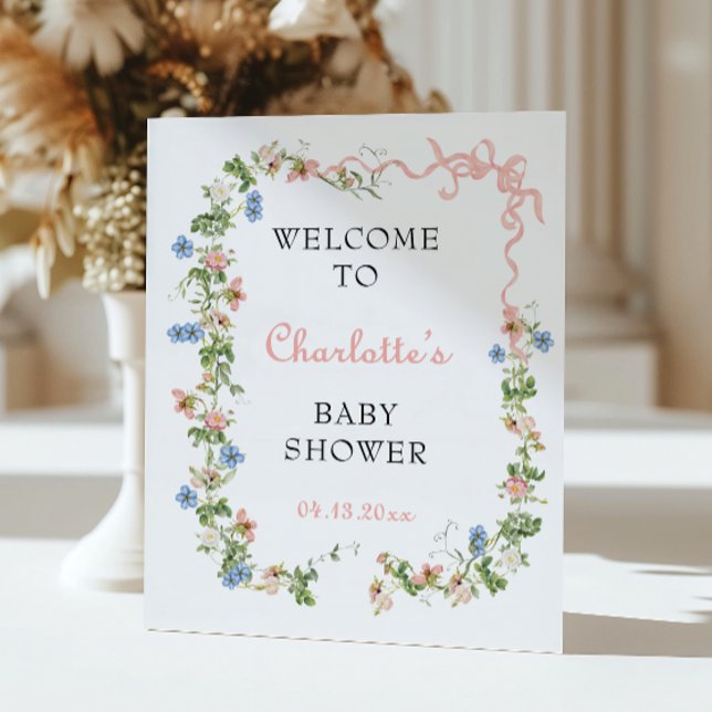 Pink Bow Wildblume Babydusche Empfang Poster (Von Creator hochgeladen)