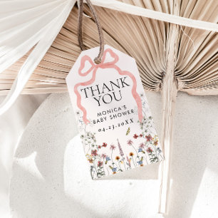 Pink Bow Wildblume Babydusche Geschenk Gefallen Ta Geschenkanhänger