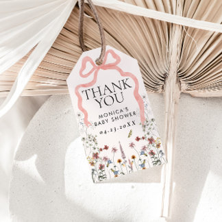 Pink Bow Wildblume Babydusche Geschenk Gefallen Ta Geschenkanhänger