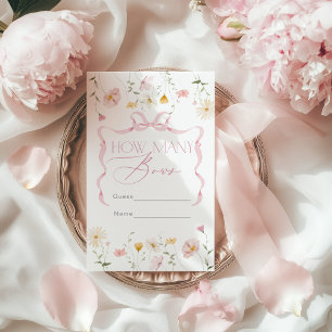 Pink Bow Wildflower Wie viele Schleifen Babyparty- Begleitkarte