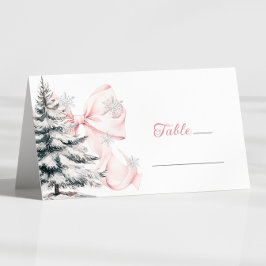 Pink Bow Winter Table Place Card  Platzkarte