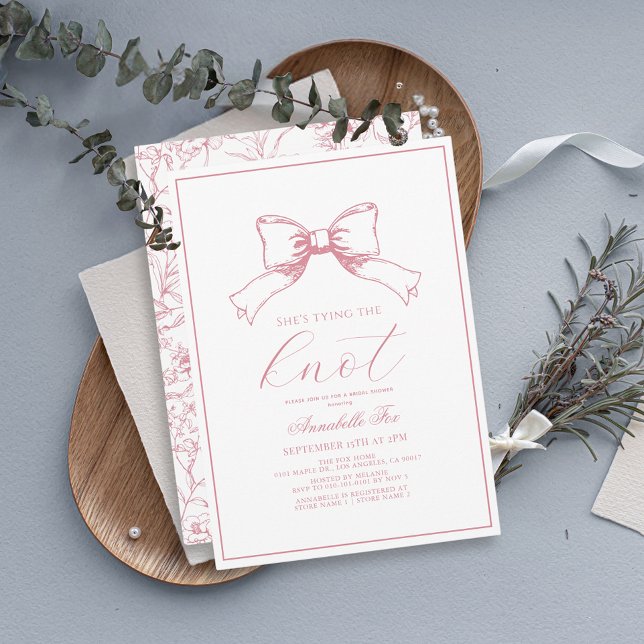 Pink Bow zähmt das Brautparty des Knotens Einladung (Von Creator hochgeladen)