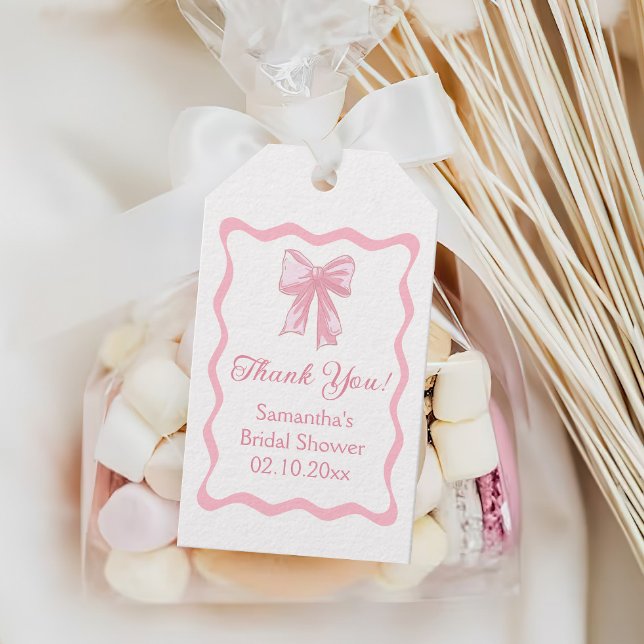 Pink Bow zähmt das Brautparty des Knotens Geschenkanhänger (Von Creator hochgeladen)