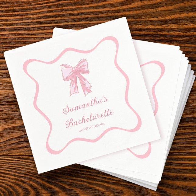 Pink Bow zähmt den Knoten-Junggeselinnen-Abschied Serviette (Von Creator hochgeladen)