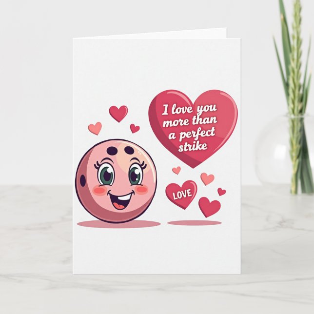 Pink Bowling Ball Love Card Karte (Vorderseite)