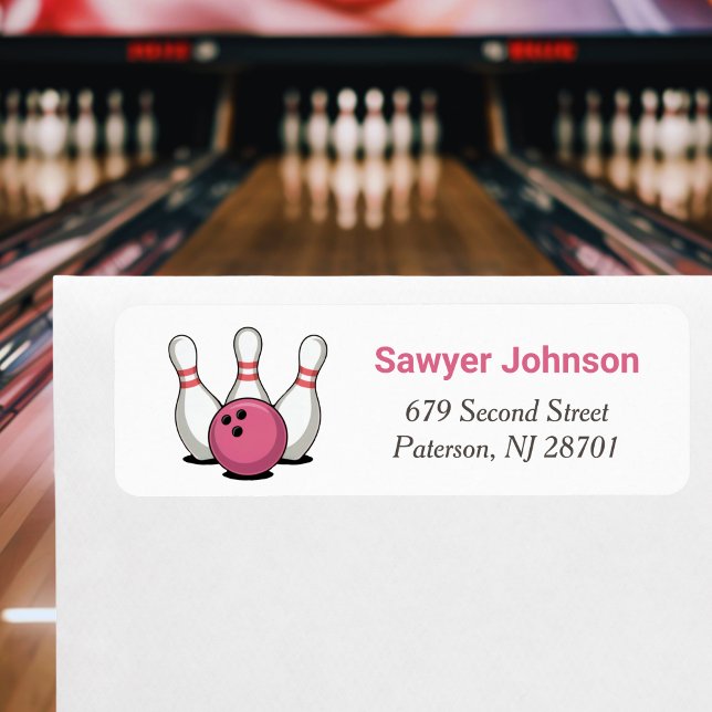 Pink Bowling Geburtstagsfeier Rücksendeadresse (Von Creator hochgeladen)