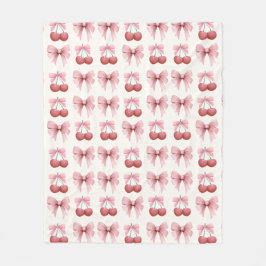 Pink Bows and Cherries Girly Coquette Fleecedecke