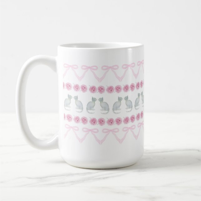 Pink Bows and Grey Kittens Kaffeetasse (Links)