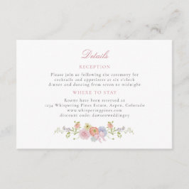 Pink Bows and Wildflowers Details Begleitkarte