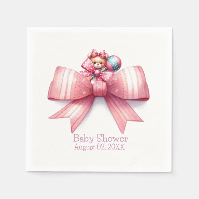 Pink Bows Baby Duschpapier Napkins Serviette (Vorderseite)