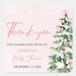 Pink Bows Baby Es ist kalt draußen Babydusche Quadratischer Aufkleber