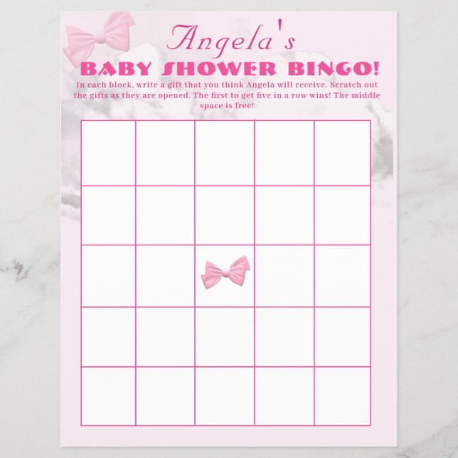 Pink Bows Baby Shower Bingo Flyer (Vorne)
