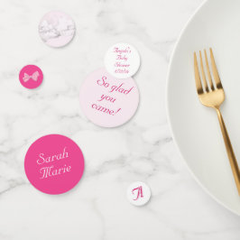 Pink Bows Baby Shower Personalized  Konfetti