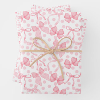 Pink Bows & Dots Geschenkpapier Set