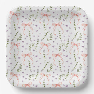 Pink Bows Floral Pappteller