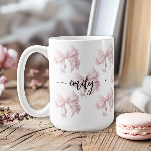 Pink Bows Girly Girly Girl mit Namen Kaffeetasse (Von Creator hochgeladen)