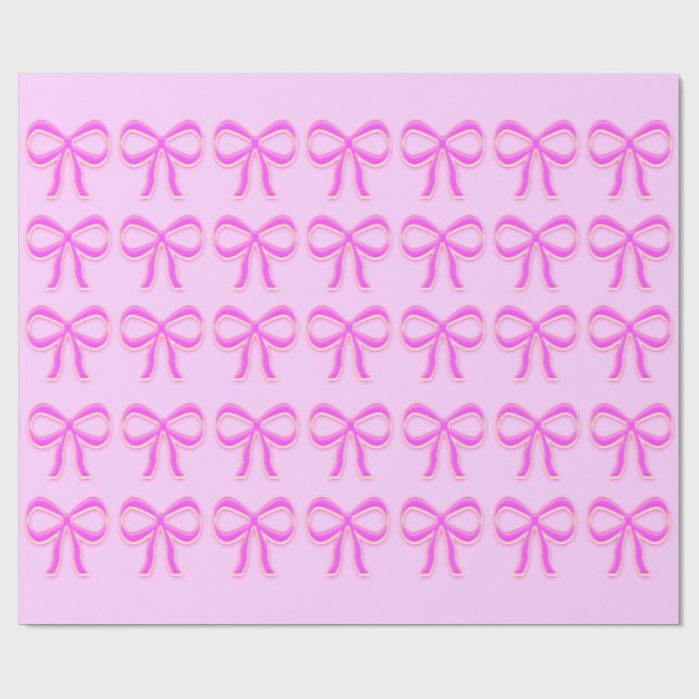 Pink Bows Glossage Wrapping Paper Geschenkpapier (Flach)