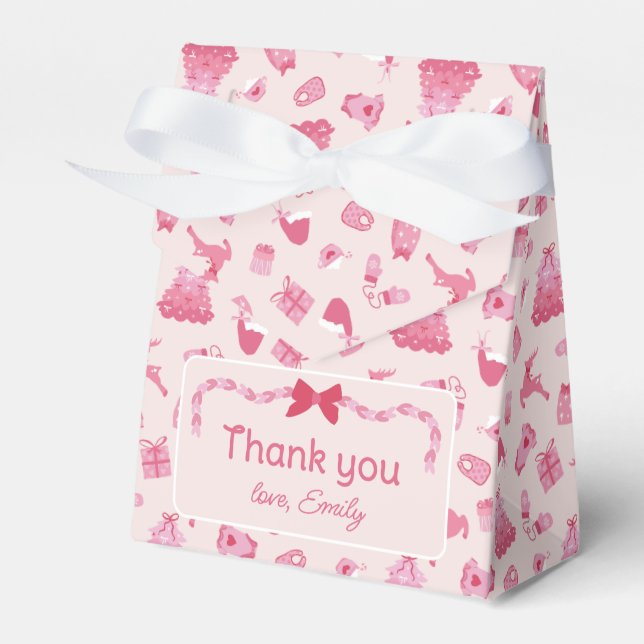 Pink Bows Merry Little Baby Shower Thank You Geschenkschachtel (Vorderseite)