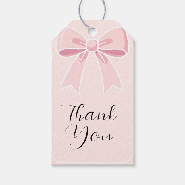 Pink Bows Niedlich Coquette Hütte Geburtstagsparty Geschenkanhänger (Vorderseite)