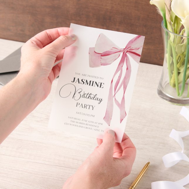 Pink Bows Trendy Girl Birthday Party (Handgehalten)