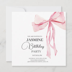 Pink Bows Trendy Girl Birthday Party Dankeskarte