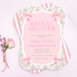 Pink Bows Vintag Bridal Dusche Einladung