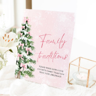 Pink Bows Weihnachtsbaum Familie Tradition Spiel Sockelschild