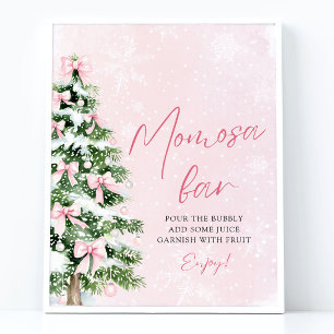 Pink Bows Weihnachtsbaum Snowflake Momosa Bar Sign Poster