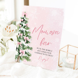 Pink Bows Weihnachtsbaum Snowflake Momosa Bar Sign Sockelschild