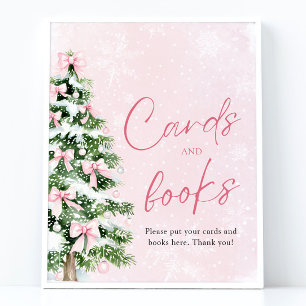 Pink Bows Weihnachtsbaumkarten und Bücher signiere Poster