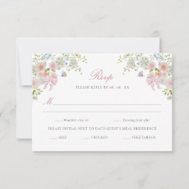 Pink Bows Wildflowers RSVP Karte
