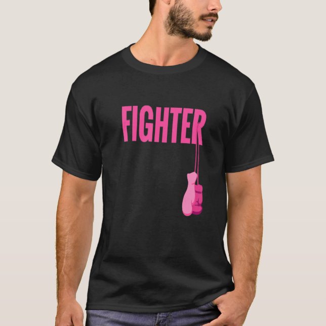 Pink Boxing Gloves Brustkrebs-Bewusstsein kämpfen T-Shirt (Vorderseite)