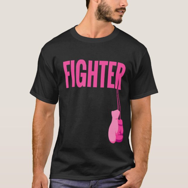 Pink Boxing Gloves Brustkrebs-Bewusstsein T-Shirt (Vorderseite)