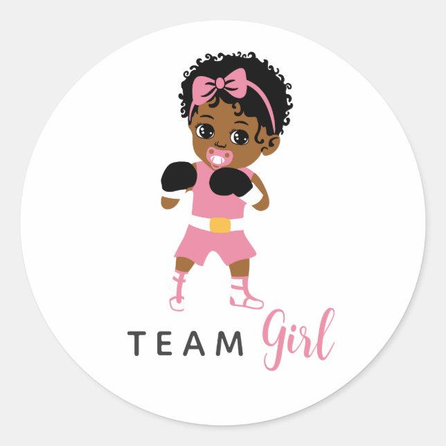 Pink Boxing Team Girl Sticker for Gender Reveal (Vorderseite)
