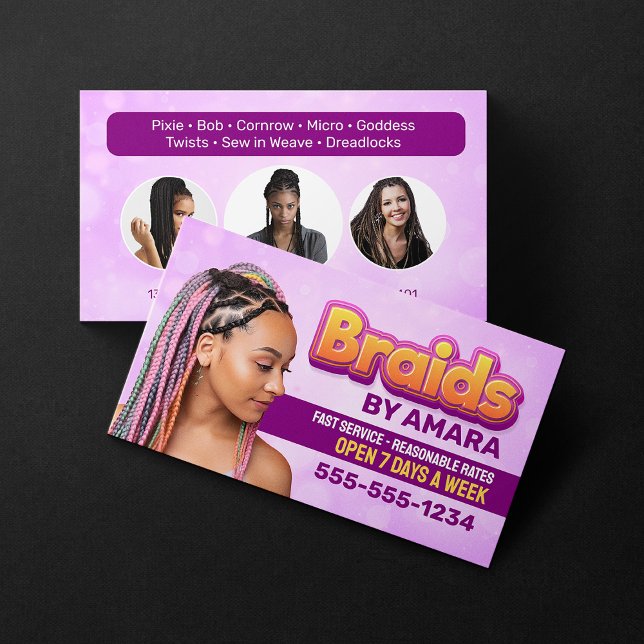 Pink Braids Salon African Hair Braiding Friseur St Visitenkarte (Von Creator hochgeladen)