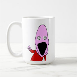 Pink brainwashed puppet pointing kaffeetasse