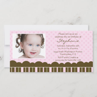 Pink-braune Geburtstagsparty lädt Fotokarte ein