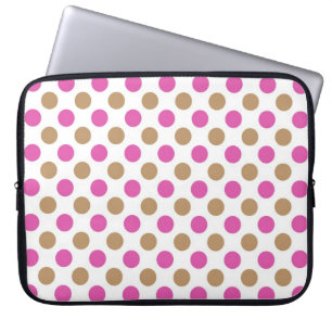 Pink-braune Polka-Punktmuster Laptopschutzhülle
