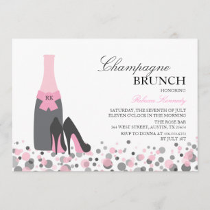 Pink Brautparty Champagne Brunch Einladung