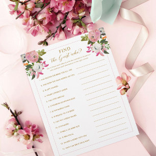 Pink Brautparty Game Finden Sie den Gast, der