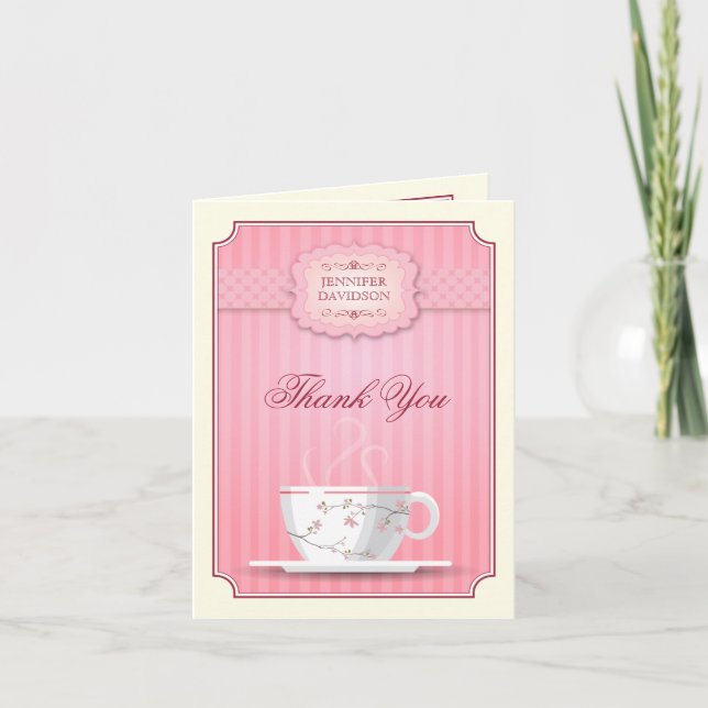 Pink Brautparty Tee Party Vielen Dank Dankeskarte (Vorderseite)