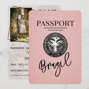 Pink Brazil Passport Save the Date