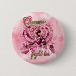 Pink Breast Cancer Awareness Black Woman Button