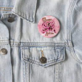 Pink Breast Cancer Awareness Black Woman Button
