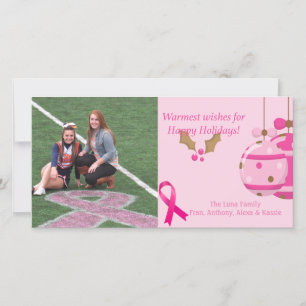 Pink Breast Cancer Awareness Foto Weihnachtskarte Feiertagskarte