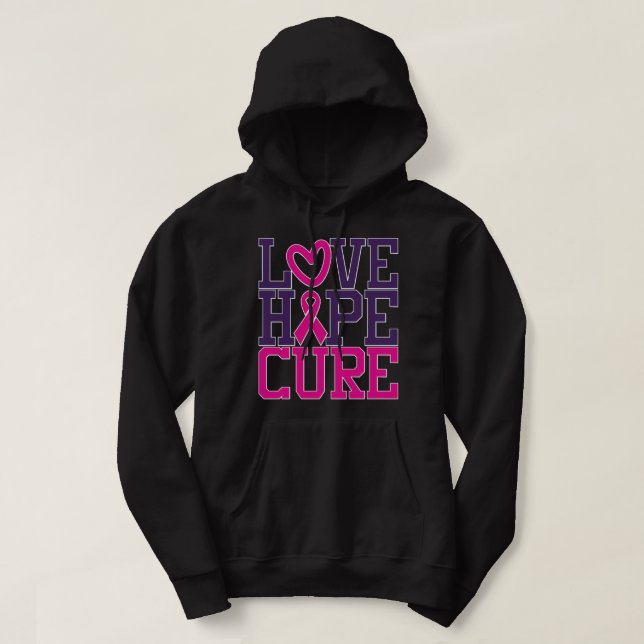 Pink Breast Cancer Awareness Love Hope Cure Heart  Hoodie (Design vorne)