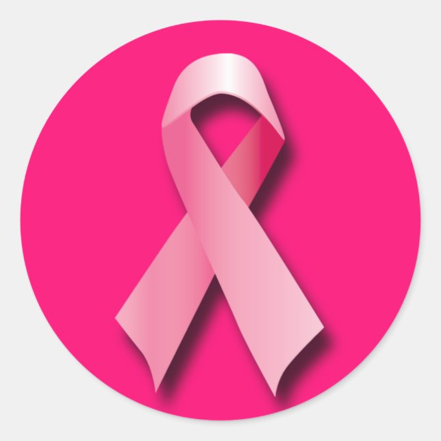PINK BREAST CANCER RIBBBON RUNDER AUFKLEBER (Vorderseite)